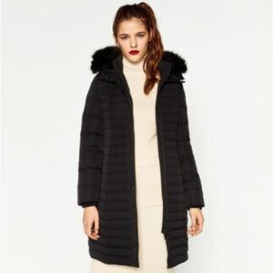 Zara Black Puffer Down Coat